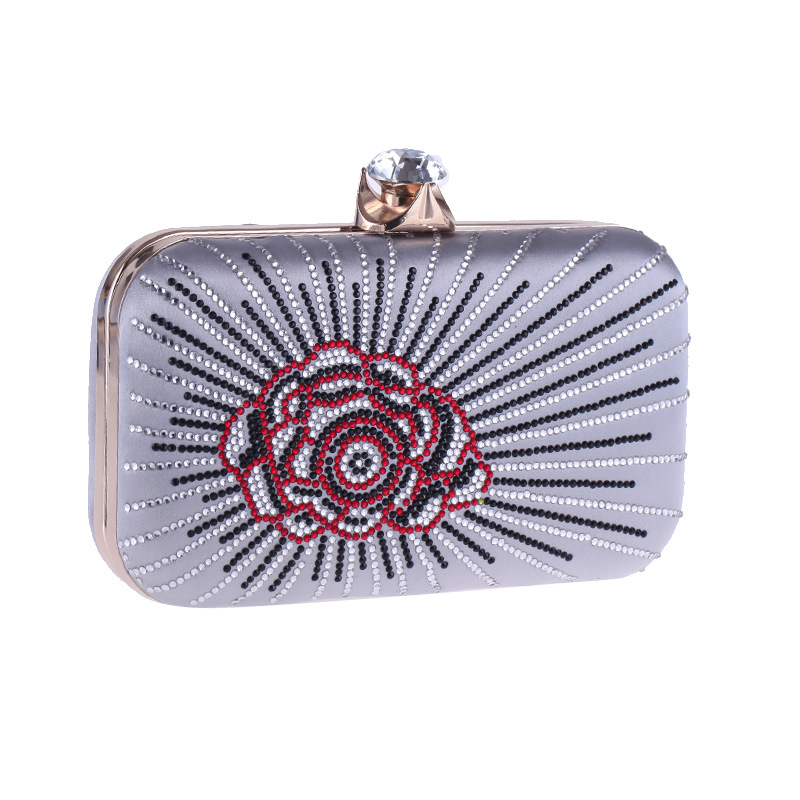 New Women's Dinner Bag Hot Drilling Clutch Bag Hard Box Small Square Bag Ladies Dress Bag display picture 22