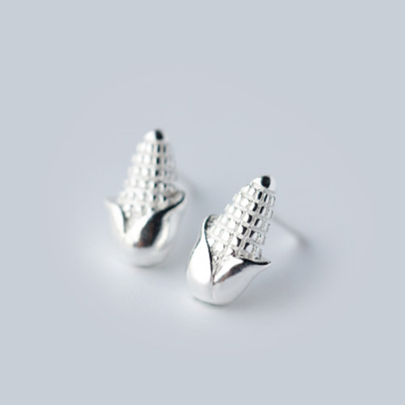 10g Weight No Inlaid Inlay Material Earrings, Ear Studs Classification Wedding, Travel Occasion Alloy Material Corn Pattern Women'S Gender Plating Design Fashion Style Gold, Silver Color Fashion Corn Plating Alloy No Inlaid Stud Earrings 5