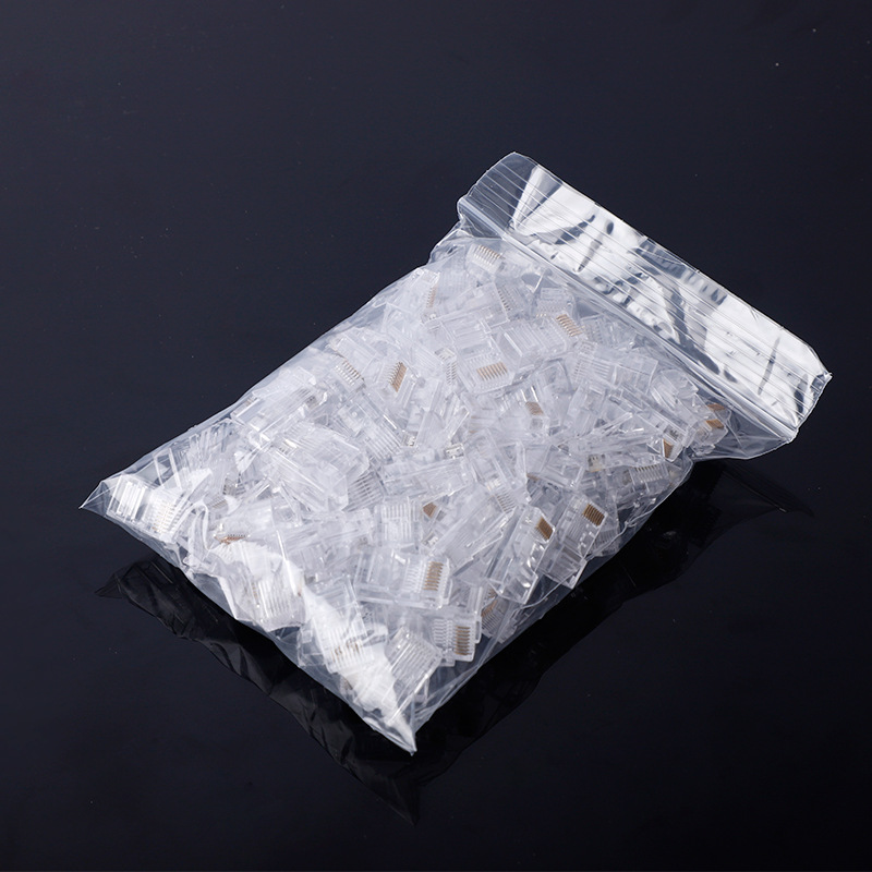 廠家定制鍍鎳8P8C網絡水晶頭 超五類rj45銅芯鍍金 非屏蔽水晶頭