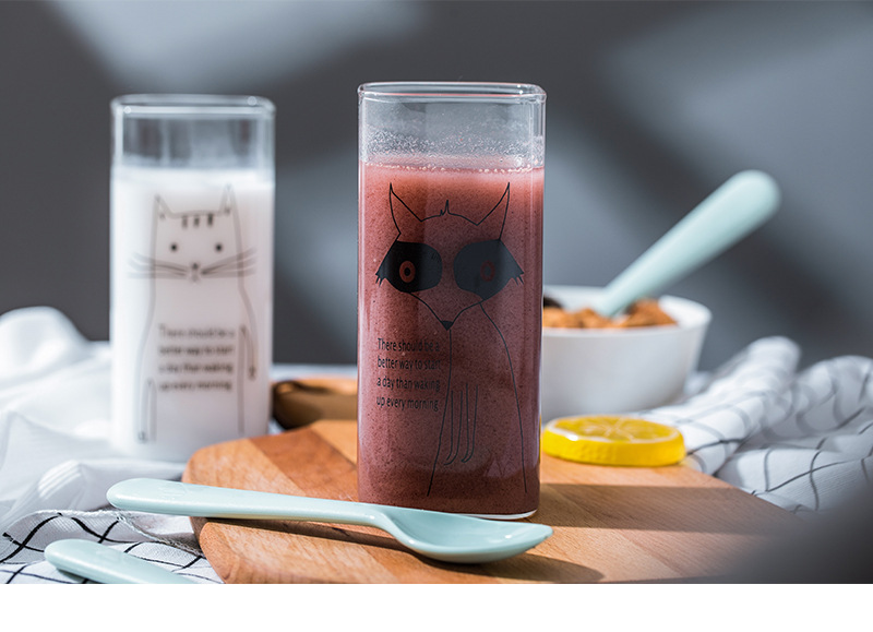 157g Weight Water Bottles Kitchen and drinking utensils 1 Piece Quantity Daily Occasion High Borosilicate Glass Material Animal Pattern Cute Style Cute Animal High Borosilicate Glass Water Bottles 1 Piece 4