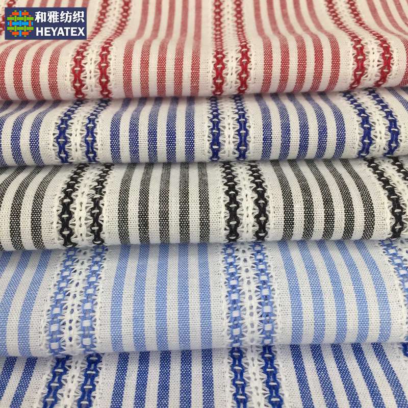 现货全棉绞综彩条 提花纱罗和平条女衬衫连衣裙服装面料 H4205