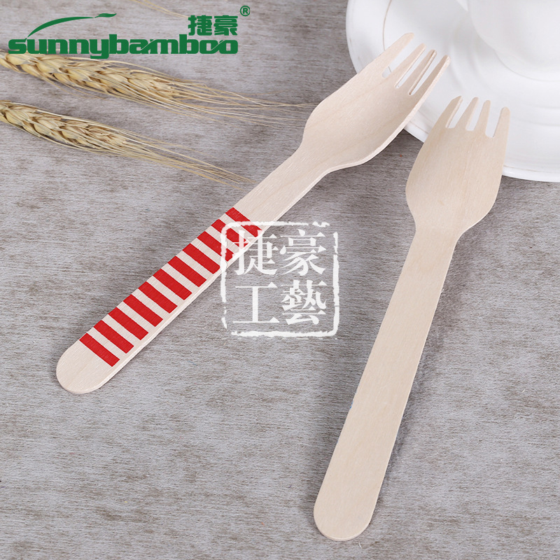 【 Jiehao Bamboo and Wood 】 Printed disposable tableware, outdoor travel portable wooden forks, restaurant disposable forks, wooden fork manufacturer wholesale disposable tableware detail image 8