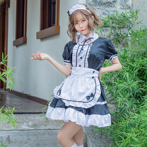 Plus-size black and white short-sleeved maid outfit maid cosplay adult clothing dress of princess dress
