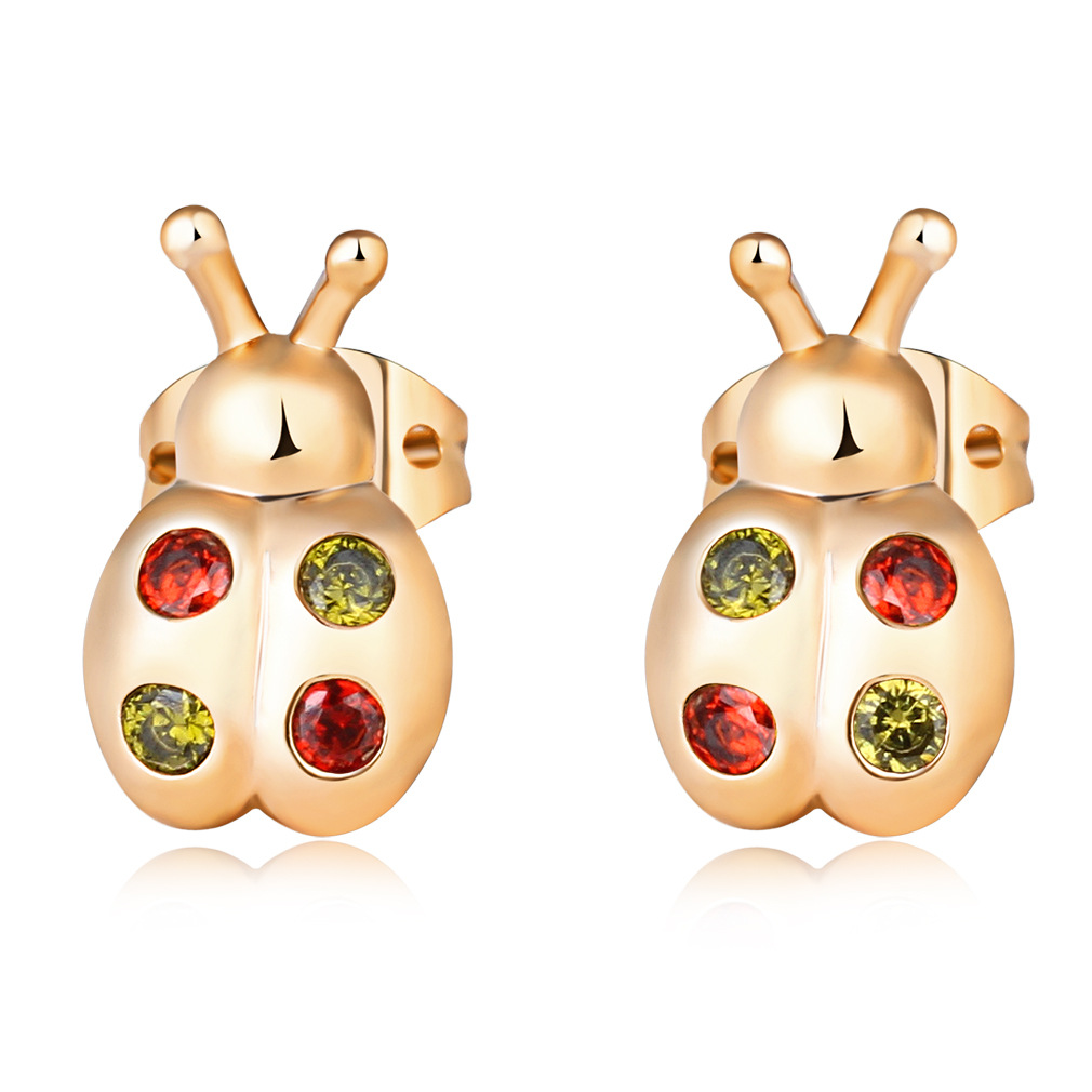 Brand copper earrings with zircon