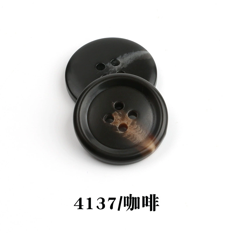 Spot wholesale resin pattern button suit button round edge four-eye coat windbreaker suit jacket button 4100