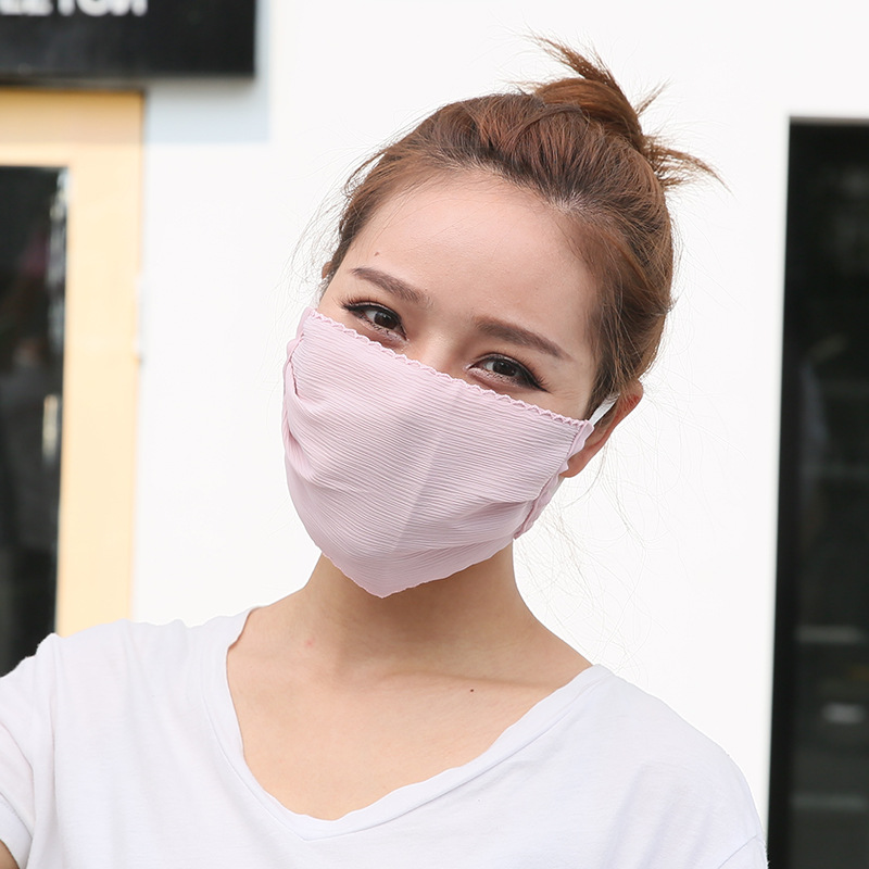 夏日新款冰丝口罩纯色女士口罩防尘遮阳多色可选夏款清爽亲肤口罩|ru