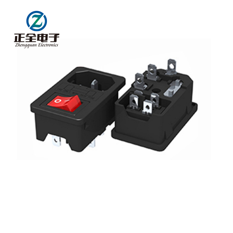 厂家直销；AC电源插座ac插座三合一二合一带保险丝开关电源插座