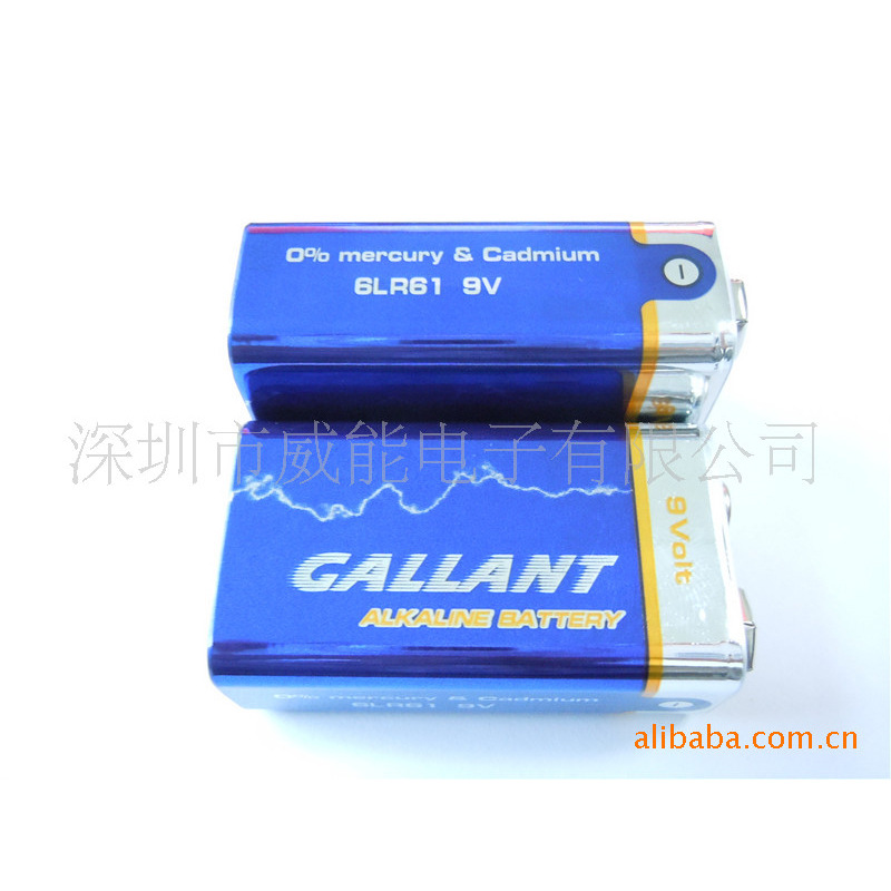 厂家供应9V碱性电池6LR61环保锂电池四方形块状聚合物电池批发