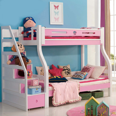 实木高低床儿童上下床男孩双层子母床多功能成人上下铺组合床批发|ru