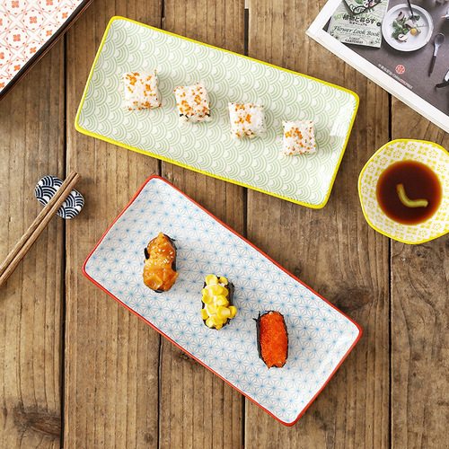 Creative Nordic style underglaze ceramic tableware restaurant rectangular sushi fruit plate home snack shallow flat plate dish