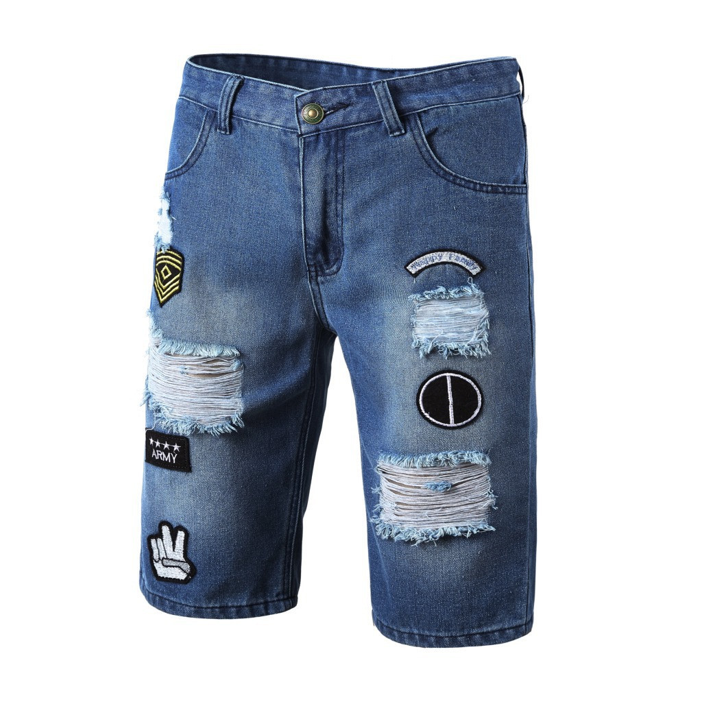 Best And Cheapest Mens Jeans Fashion Mens Ripped Print Short Jeans