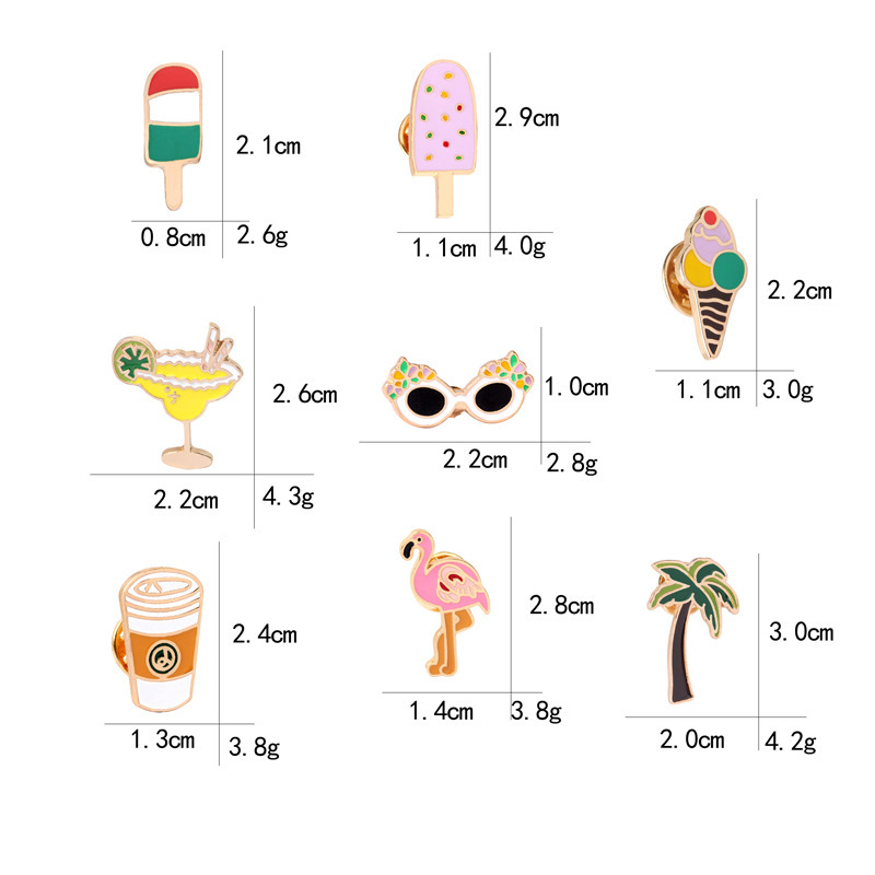 8g Weight Brooches Classification Daily Occasion Alloy Material Ice Cream, Coconut Tree, Flamingo Pattern Unisex Gender Enamel Design Simple Style Style Simple Style Pin Ice Cream Coconut Tree Flamingo Alloy Enamel Unisex Brooches 12