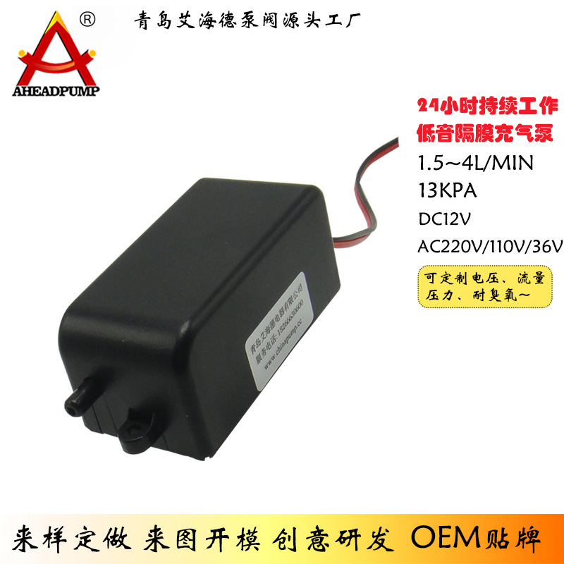 厂家供应2.5L耐臭氧气泵 电动隔膜泵微型气泵静音气泵220V