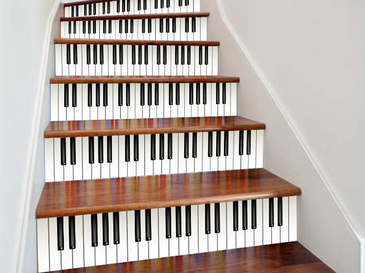 Innovative Removable Home Decorations Personalized Piano Keyboard Waterproof Stair DIY Creative Wall Stickers_voghion.com