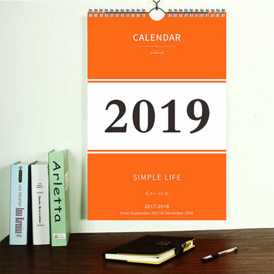 2018-2019大方格记事挂历定制 韩版简约创意日历办公商务月历批发