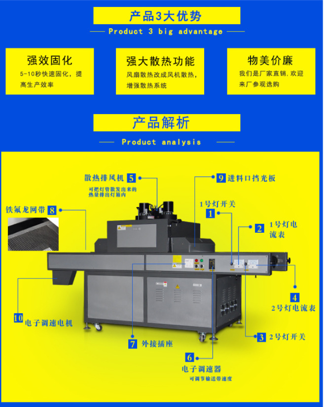 传动带uv固化机_uv固化机_12W台式传动带UV固化机