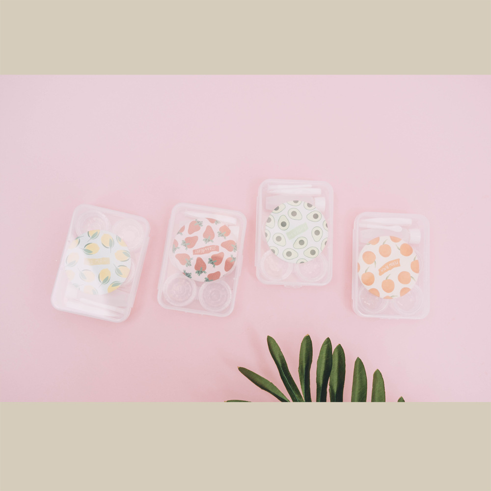 簡約便攜可愛小清新2付裝美瞳盒 麥和 水果果人便攜隱形眼鏡盒