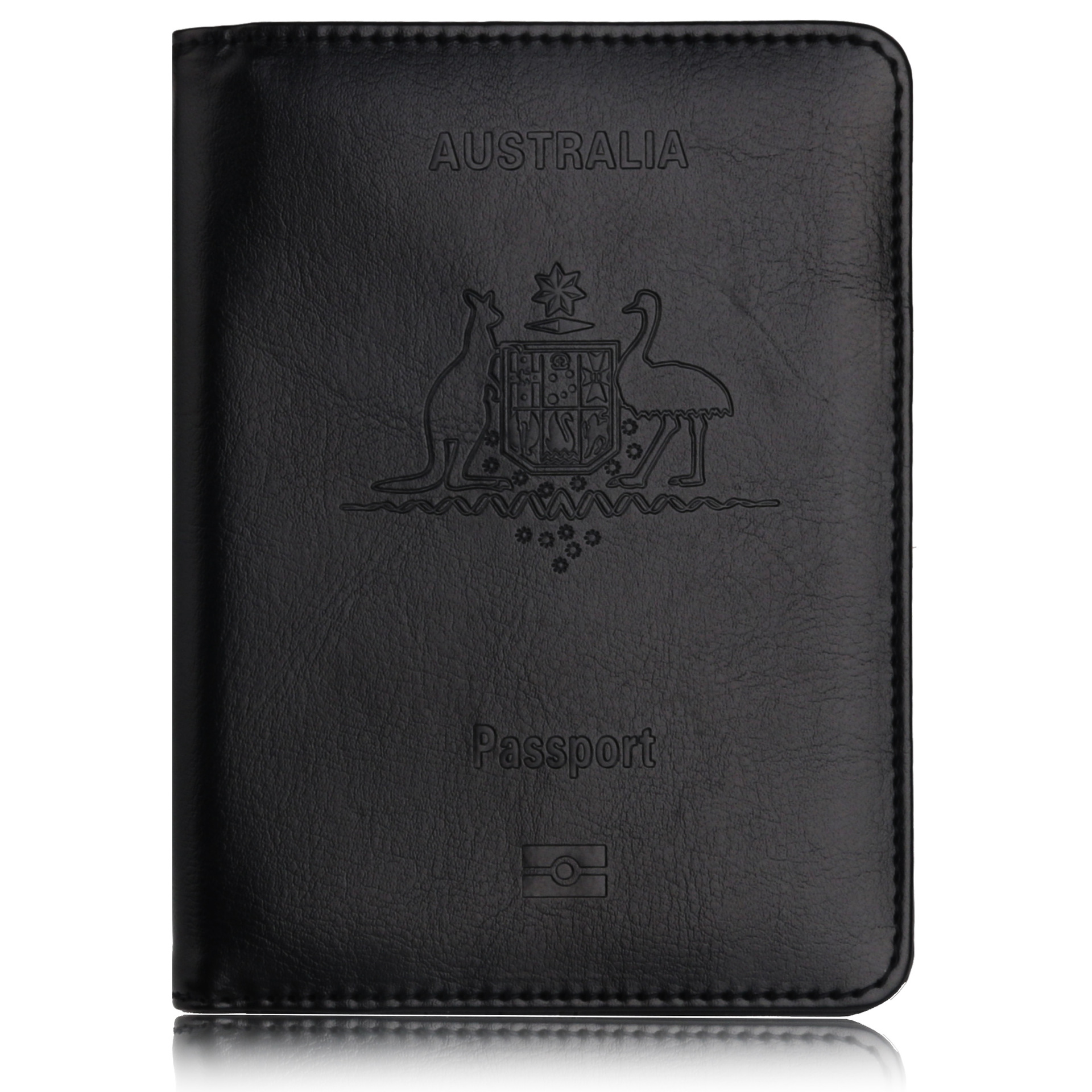 En stock cubierta del pasaporte australiano anti-magnético cubierta protectora del pasaporte cara de cuero de la PU titular de la tarjeta de Banco titular de la venta caliente