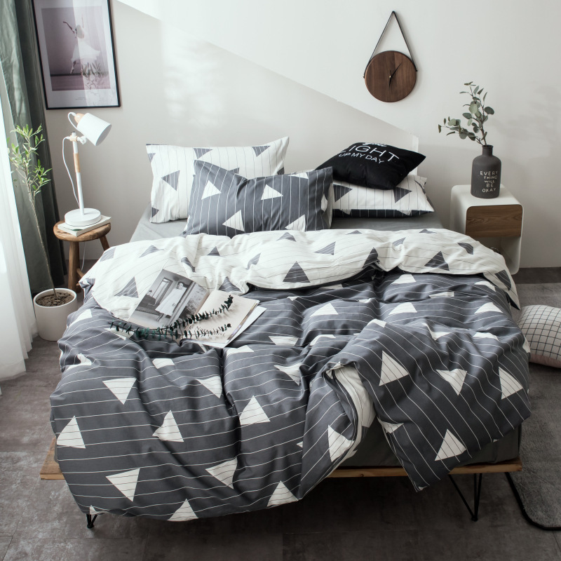 厂家直销纯棉斜纹ins性冷淡风双人四件套 单人三件套 无印风简约