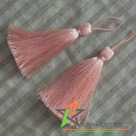 13cm长粉色涤纶光丝流苏头 1.5cm直径流苏绳 流苏穗子 装饰饰品绳