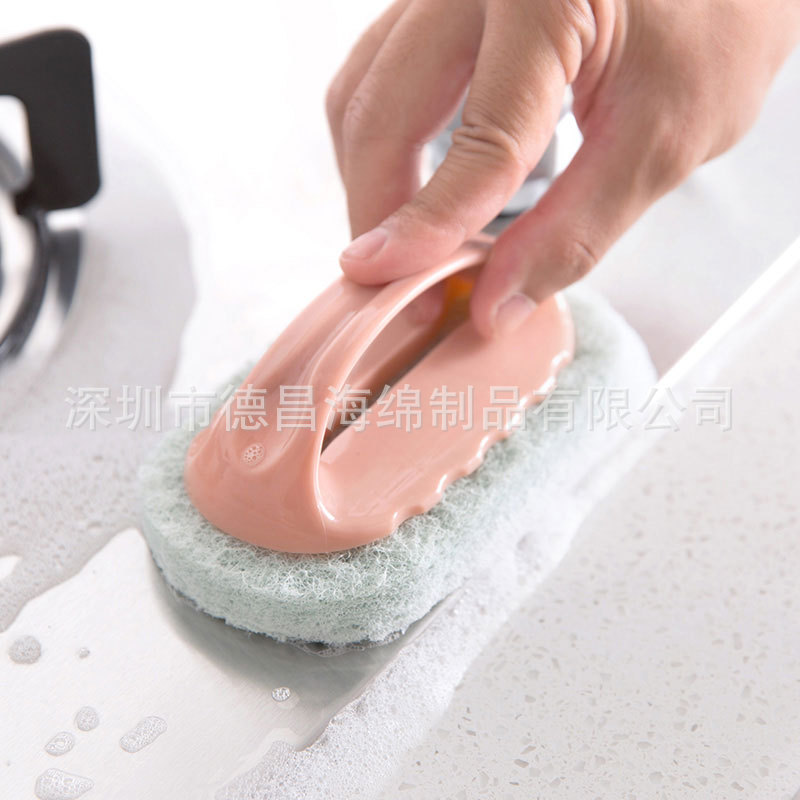 椭圆形带手柄浴缸清洁刷纳米魔力擦海绵擦 浴室瓷砖魔术擦去污擦