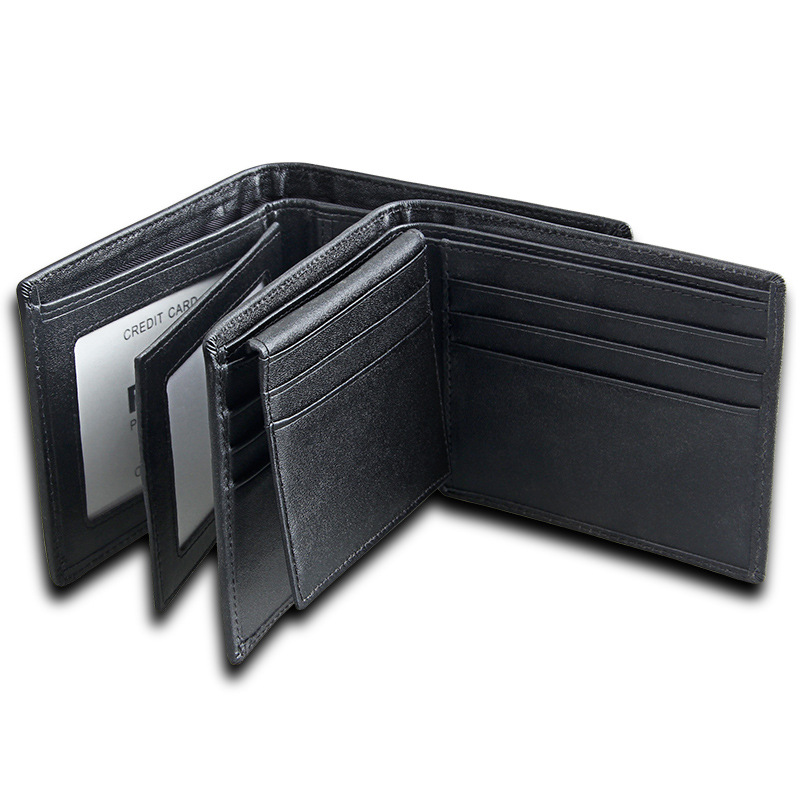 Portefeuille multi-cartes en cuir véritable de vachette à tête courte pour hommes d'affaires de Guangzhou_voghion.com