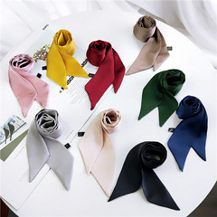 Solid Color Small Silk Scarf Women's Spring Autumn and Summer Bag Wrap Handle Ribbon Versatile Wrist Streamer New Style