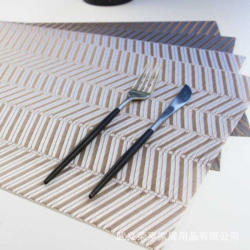 北欧波浪条纹特斯林PVC西餐垫防滑隔热垫杯垫简约餐桌垫厂家直销