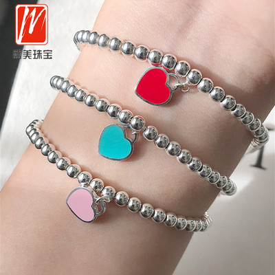 Manufactor wholesale love heart-shaped Bracelet blue gules Enamel Beads Hand jewelry Korean Edition fashion Simplicity personality