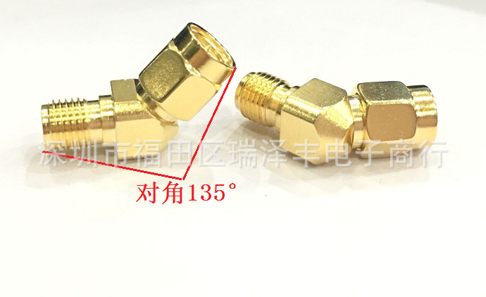 RF射频转接头SMA-JK公转母45°角无人机天线转接头
