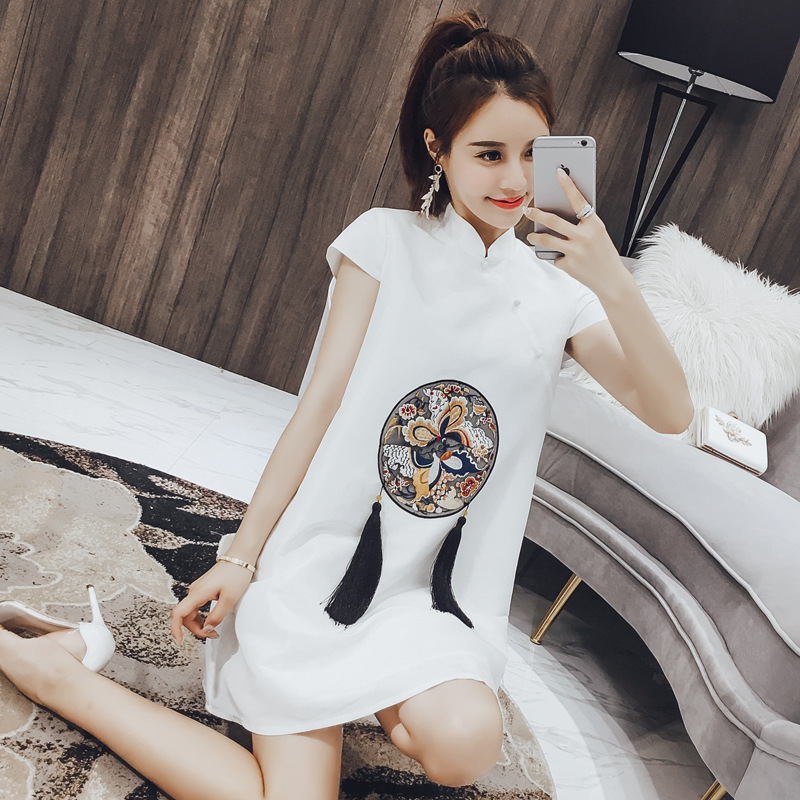 Improved version of cheongsam women summer fashion Chinese style women's girl doll skirt ethnic style dress