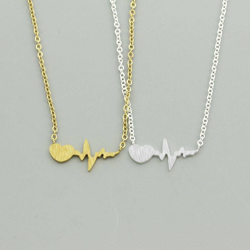 Heartbeat Curve Pendant Necklace display picture 6