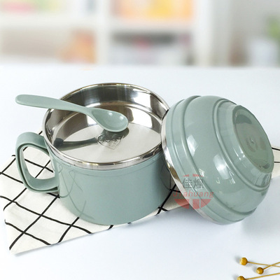 304不锈钢快餐杯北欧色多层饭盒保温午餐饭盒分格双层防烫便当盒|ms