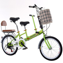 20寸折叠亲子变速母子自行车男女式接送小孩子带宝宝双座轻便单车