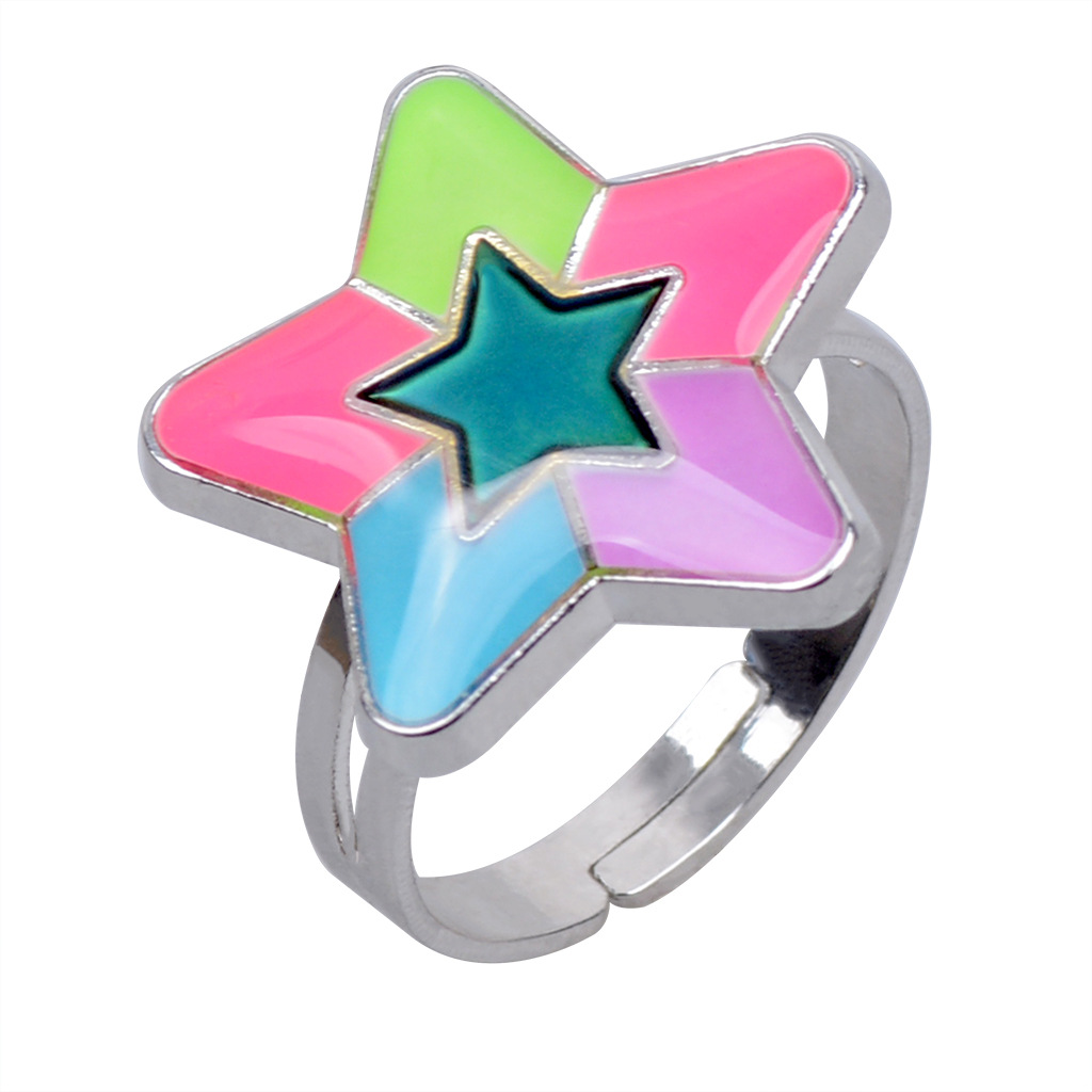 50g Weight Artificial Gemstones Inlay Material Birthday Occasion Alloy Material Heart Pattern Women'S Gender Plating Design Fashion Style Simple Peach Heart Love Butterfly Moon Color Changing Ring 11