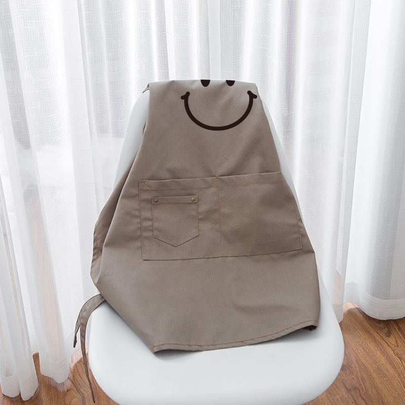 Smiley cara pintura delantal logotipo personalizado artista maquillaje cocina para adultos cafetería arte estudiante manicura ropa de moda