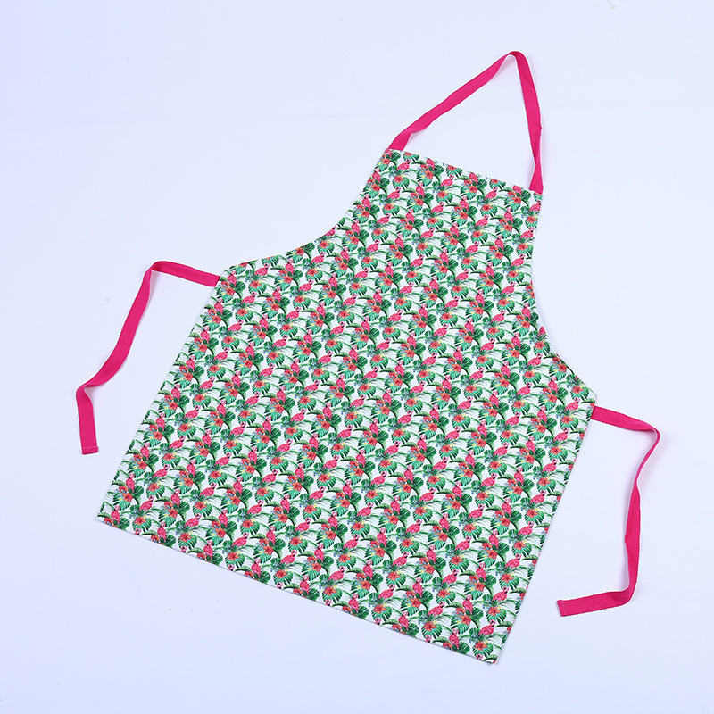 围裙 棉麻布艺无袖印花防油围裙批发简约厨房几何棉麻防污围裙