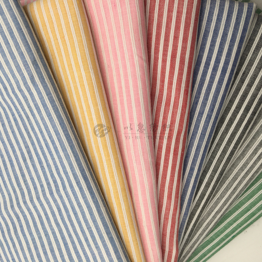 厂家直销 现货供应 全棉横条 色织面料 外贸热卖 时装衬衣 批发