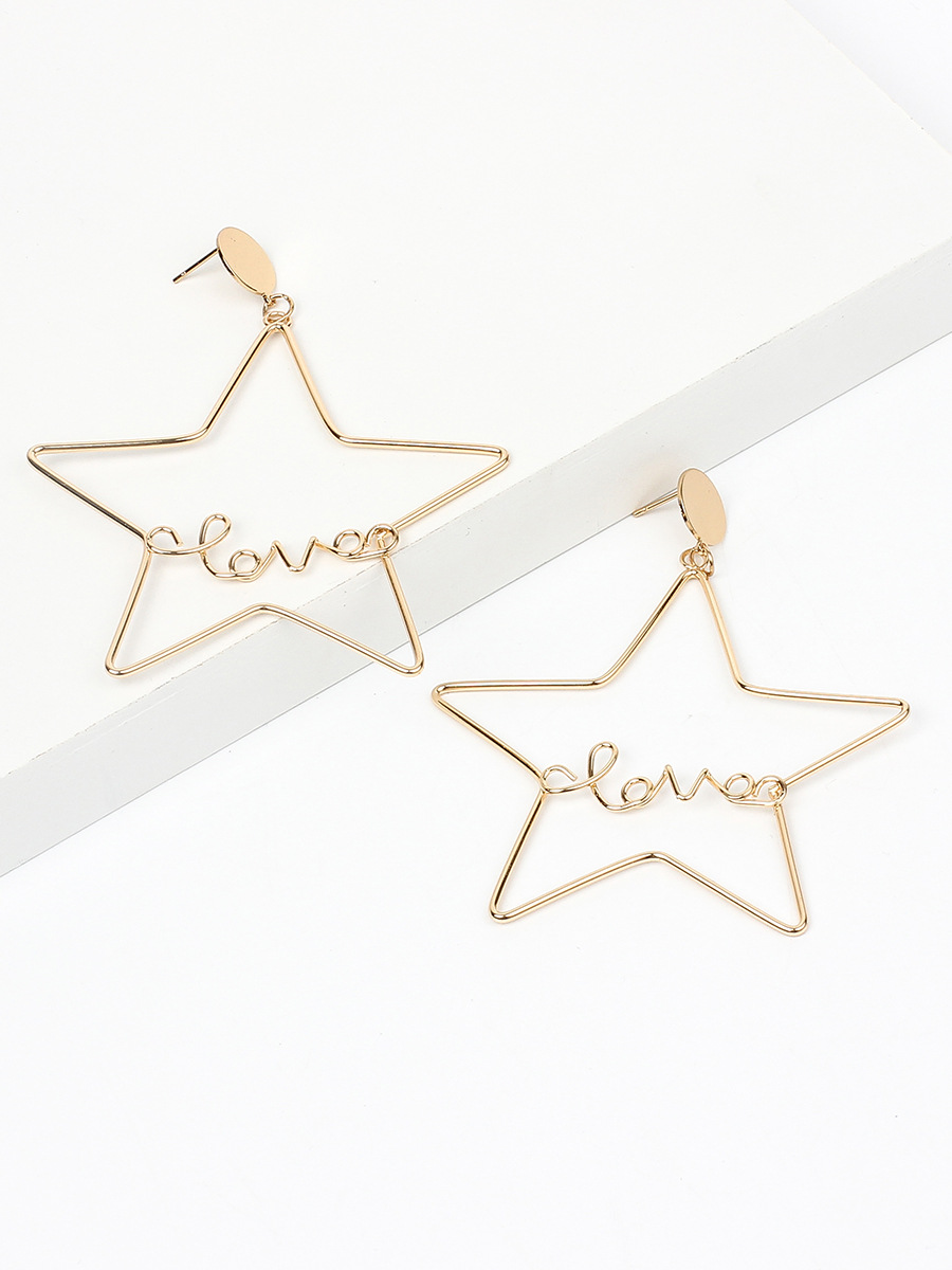 Love Hollow Five-pointed Star Trendy Exaggerated Long Earrings Fashion Korean Earrings For Women display picture 7