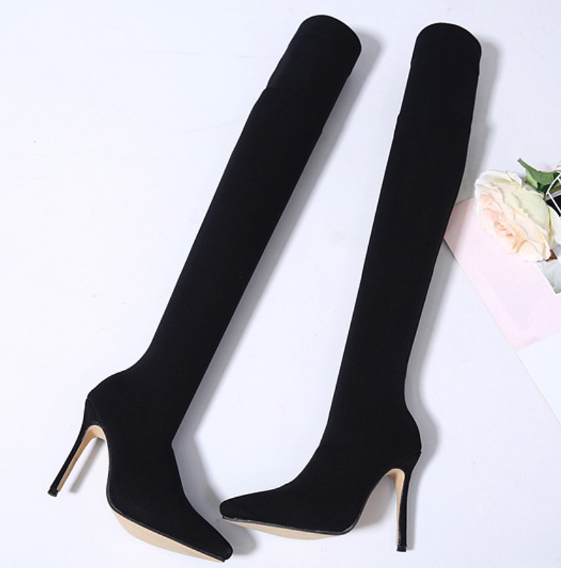 2018 autumn and winter New long socks boots high heel knee boots pointed sexy thin boots Women's ble139-20