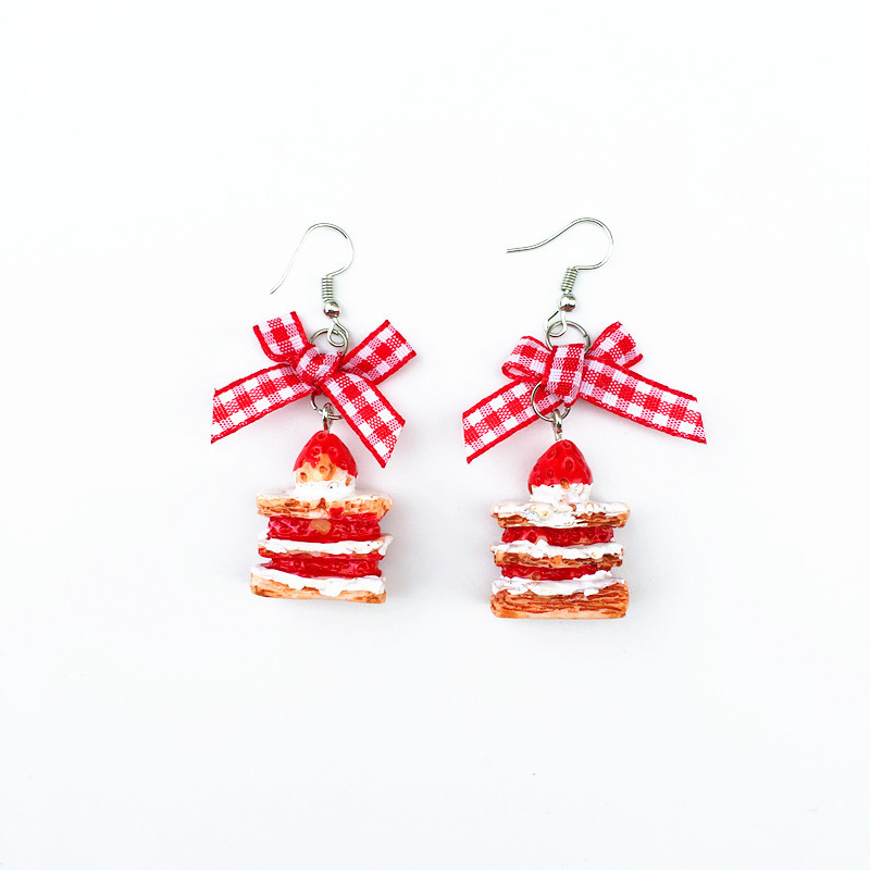 1 Pair Christmas Lady Bow Knot Cloth Drop Earrings display picture 4