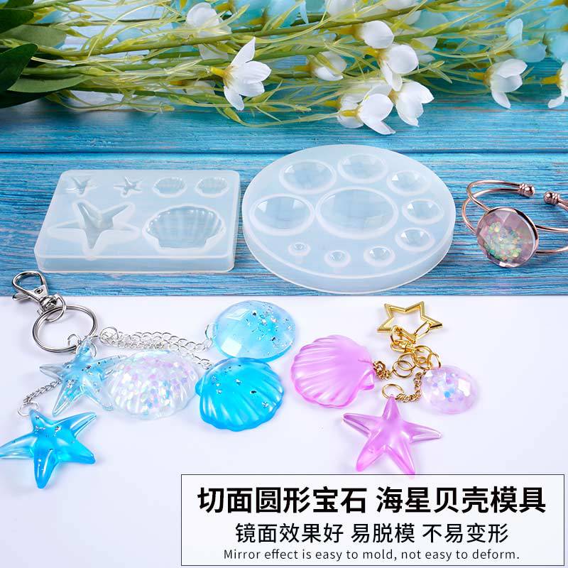 Crystal Glue DIY Material Science section circular gemstone Starfish shell Silicone mold Jewelry Pendant