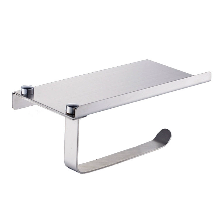 Toilet Paper Holder (SEREEY) 304 Stainless Steel with Shelf — Covered Towel Dispenser, Wall Mount
