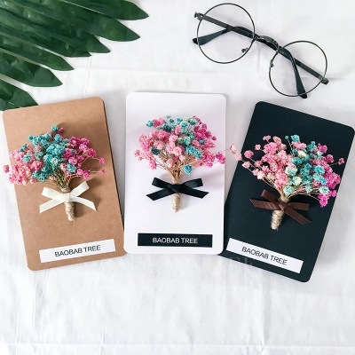 賀卡小清新 幹花賀卡 永生花滿天星 賀卡定制 聖誕節情人節賀卡