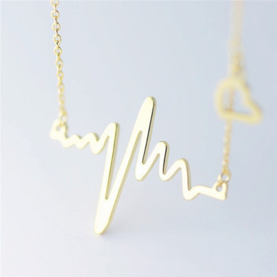 Wave Clavicle Chain Ecg Necklace Heart Frequency Pendant Necklace Heart Chain Necklace Wholesale display picture 13