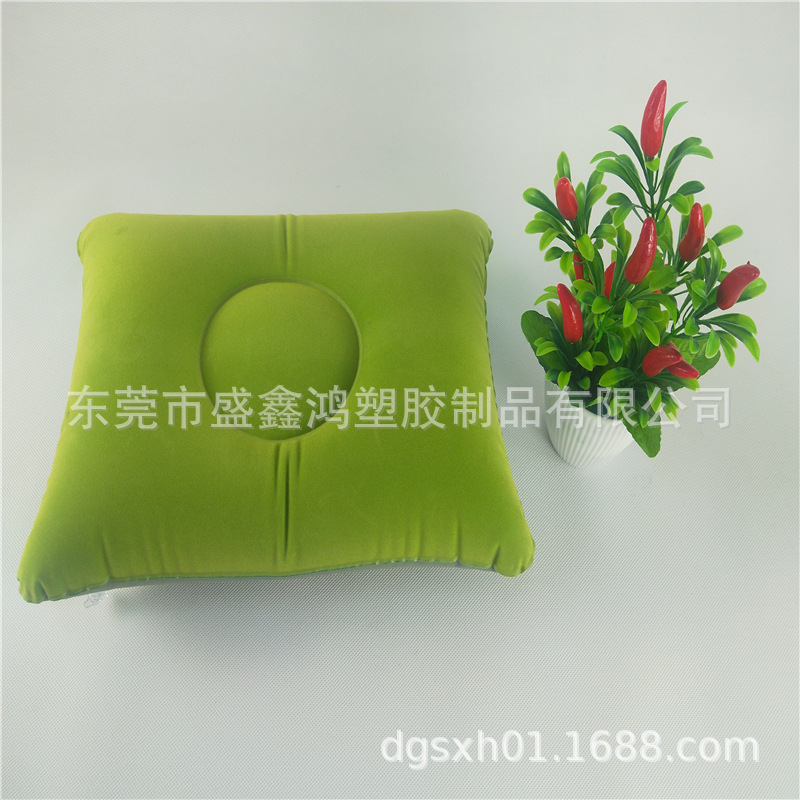 跨境专供爱心靠枕PVC植绒充气腰枕心形枕方枕户外露营充气元宝枕-阿里巴巴