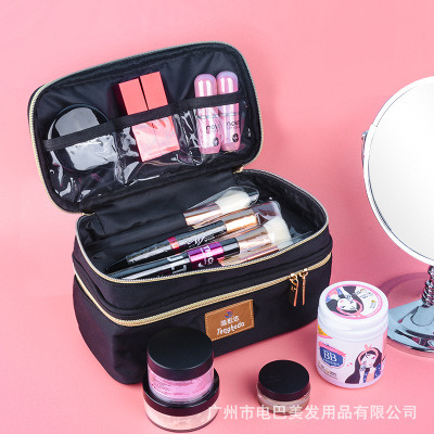 騰宏達時尚便攜化妝包 雙層手提多功能防水尼龍包 拉鏈收納化妝包