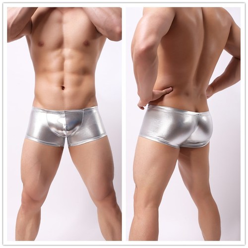 Dance Hall AliExpress Wholesale Foreign Trade Men's Underwear Imitation Leather Patent Leather PU Boxer Briefs Sexy Kinky Underwear