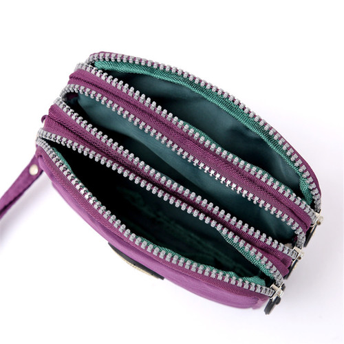 2020 Korean style ladies mobile phone bag coin purse solid color matte three zipper storage bag coin coin purse