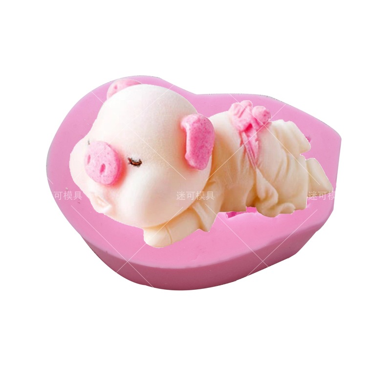 Cerdo fondant molde 3D tridimensional babosa cerdo saliva cerdo mantequilla olla caliente base molde helado pastel de silicona